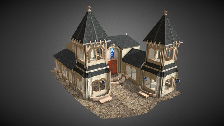 Castle 3D Model AR - VR Game Ready 3D Model