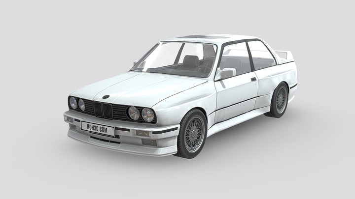 Low Poly Car - BMW E30 1985 White 3D Model