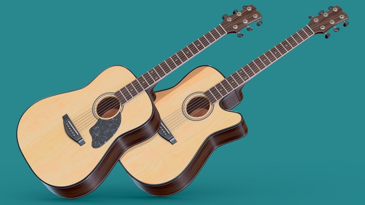 Acoustic Guitars - Strings Instrument 3D Model