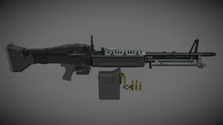 low-poly M60 Machine Gun – Free 3D Model STL