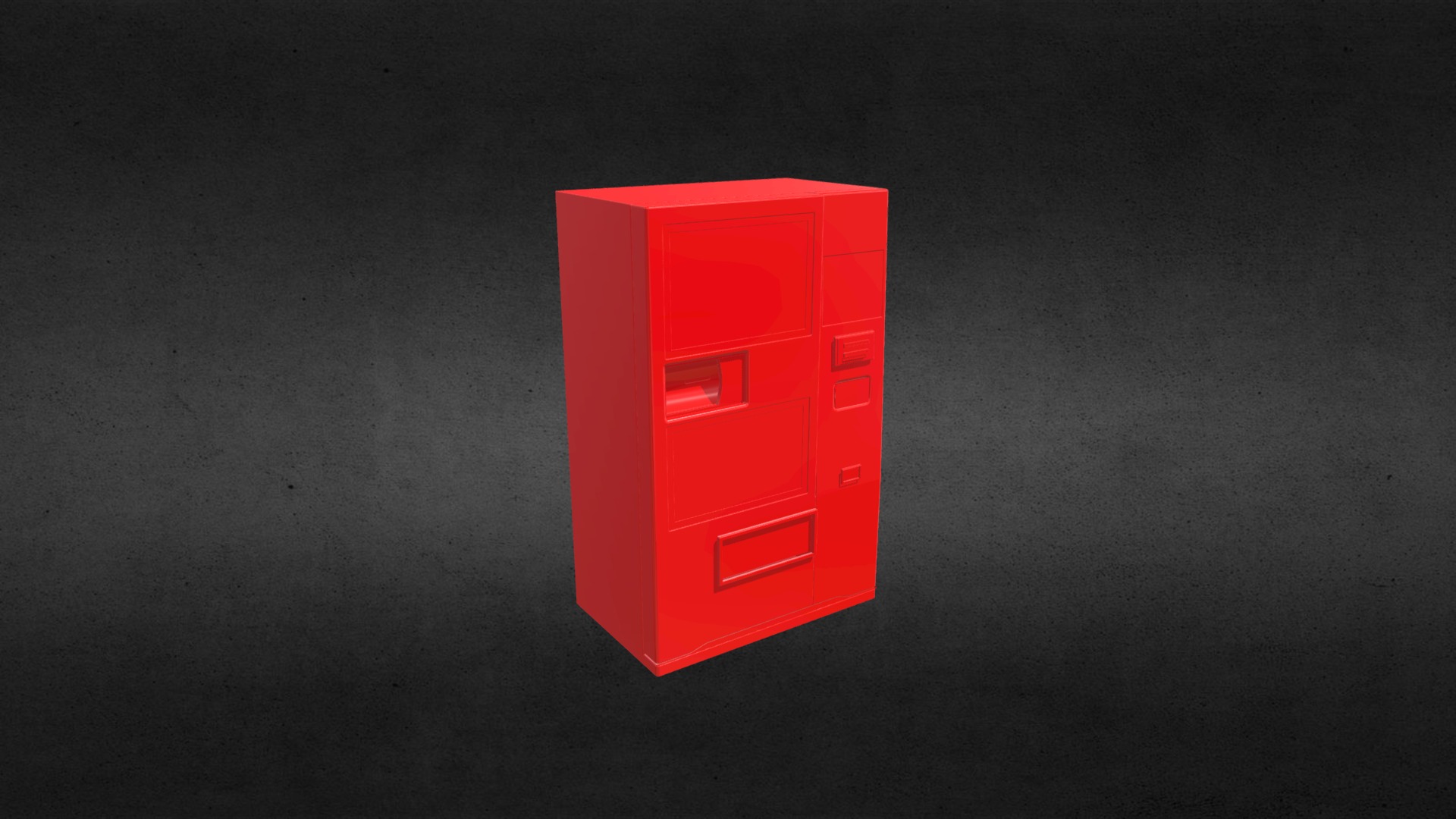 3D model self service vending machine - This is a 3D model of the self service vending machine. The 3D model is about a red square with a black background.