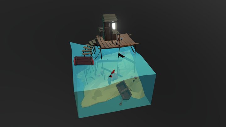 Diorama Fisherman's House 3D Model