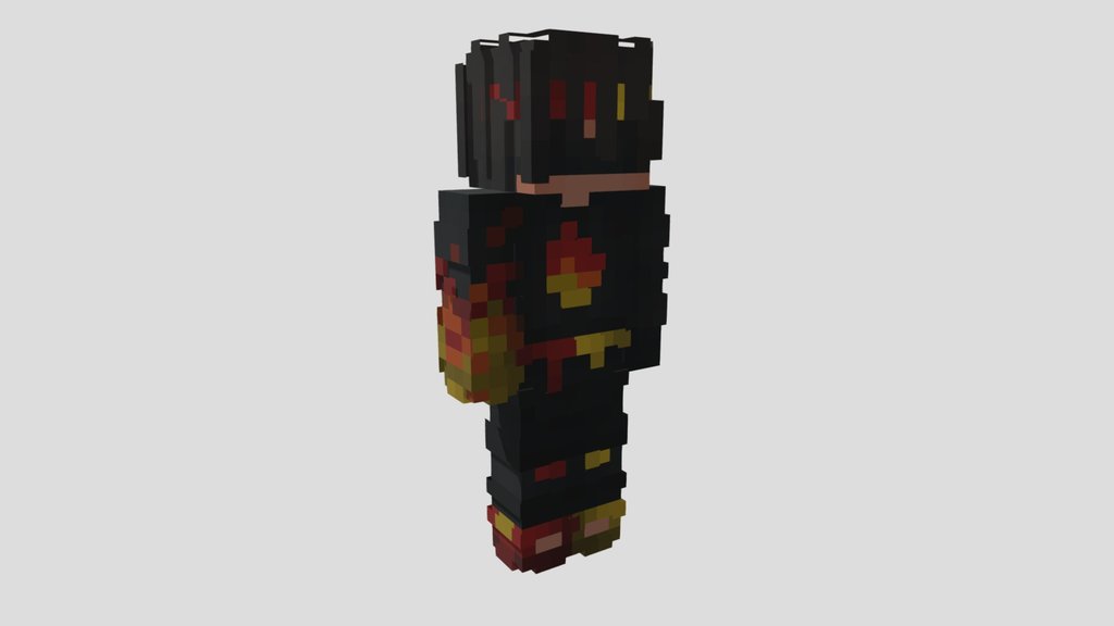 FlameFrags 3D Model – Minecraft Style Character