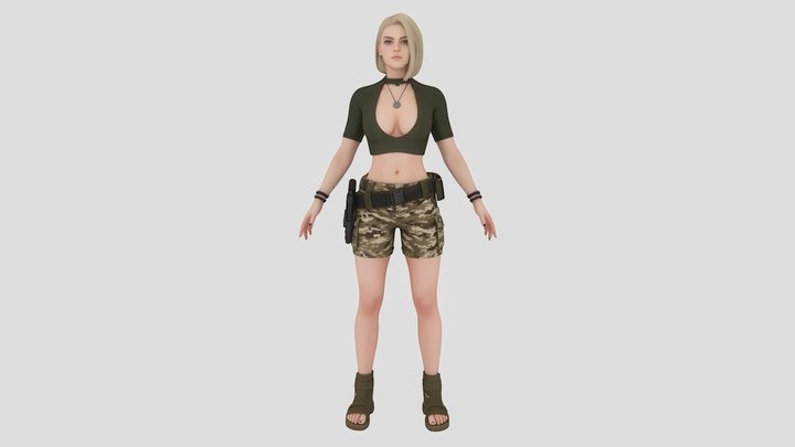 Modern Tactical Female Character 3D Model