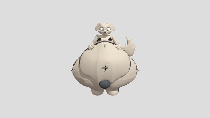 cartoon dog with large belly 3D Model