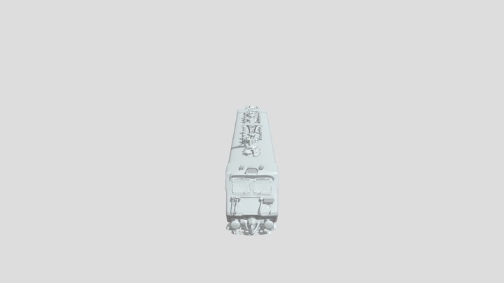 Blue electric locomotive on tracks 3D Model