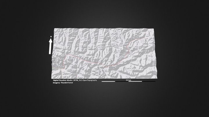 扎尕那穿越（南线）_等高地图 – Gratis 3D-model STL