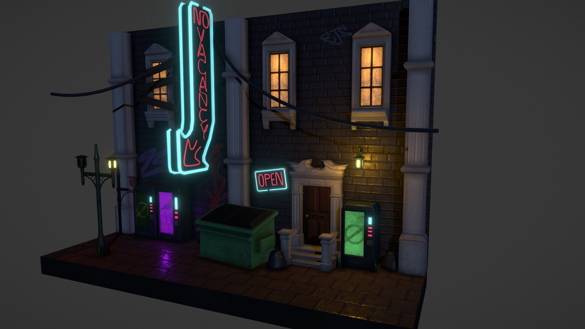 Neon Back Alley Scene - 3D model by Josh Smith (@Yoshiboy721) [9e06347 ...