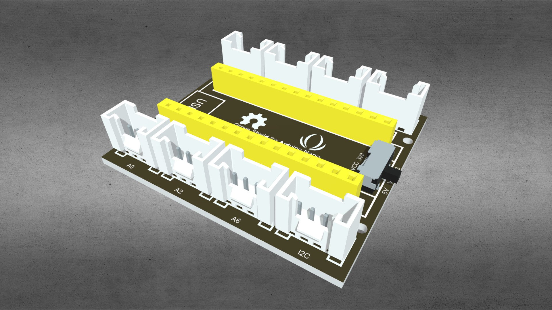 Arduino Nano Grove Shield — Sketchfab embed 3D viewer