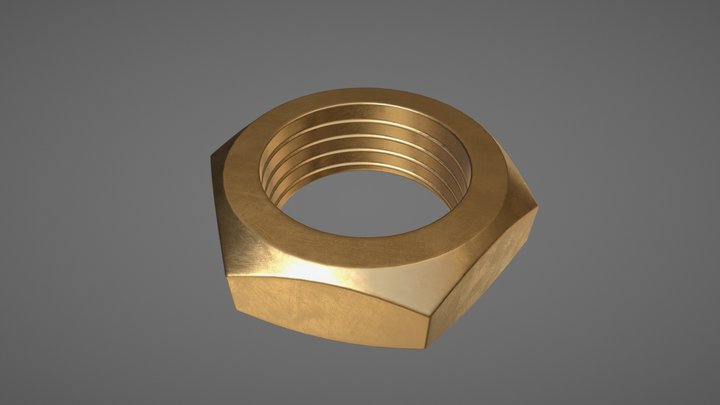 Brass Hex Nut 3D Model
