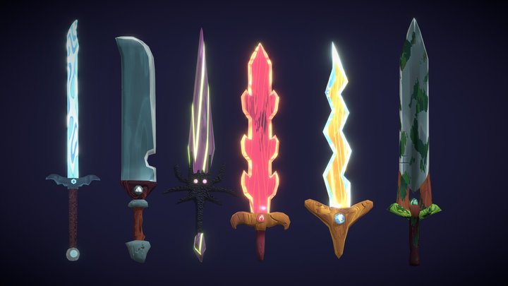 Magical swords (low poly) 3D Model