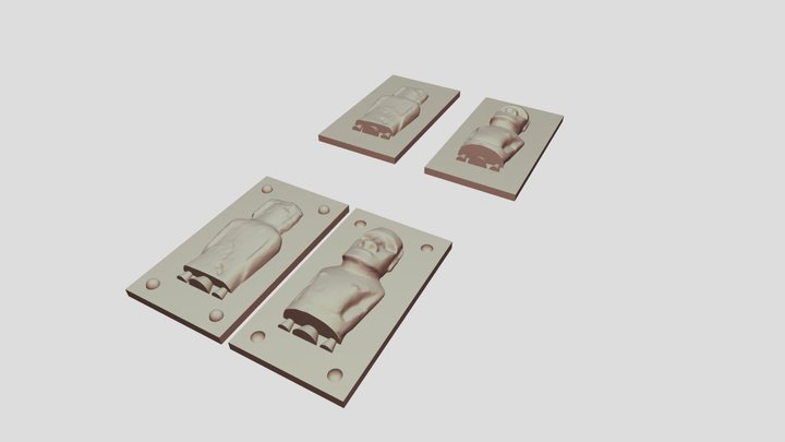 Two Sides Moai 3D Model