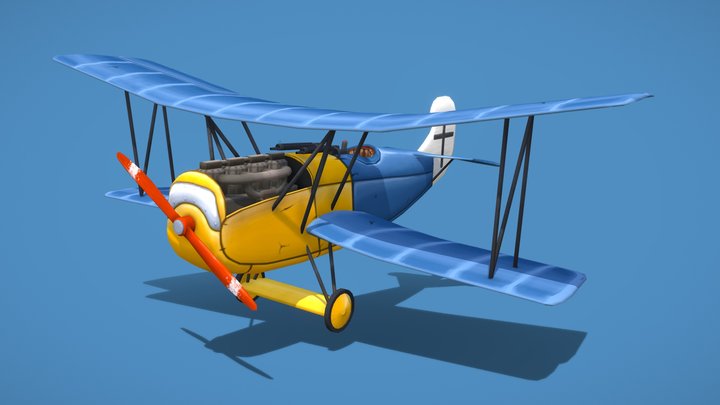 Stylized Plane - Fokker DVII 3D Model