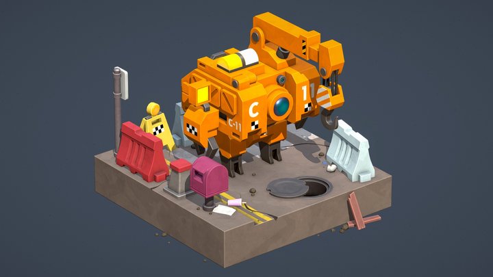Stylised Construction Mech 3D Model