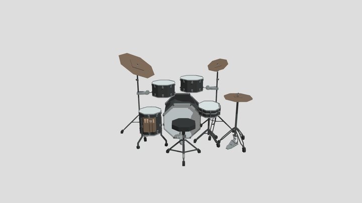 Drum Kit (low-poly) 3D Model