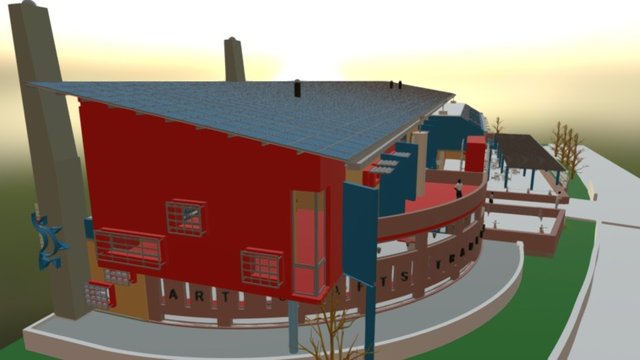 MIXED-USE BUILDING SOLAR PANELS & TESLA BATTERY 3D Model