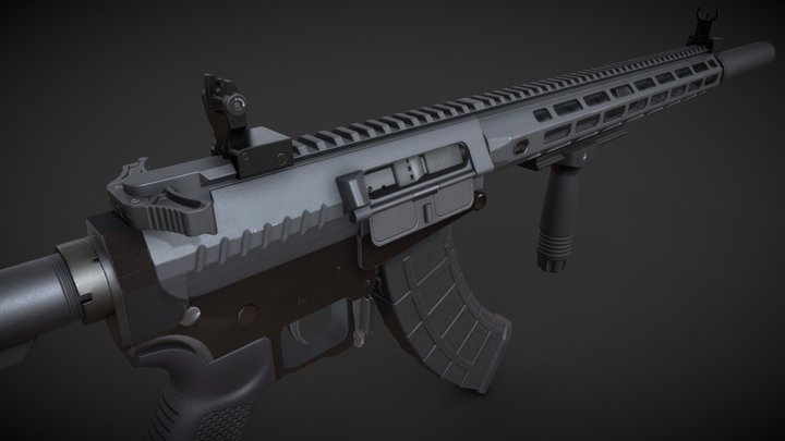 Assault Rifle 7.62x39 3D Model