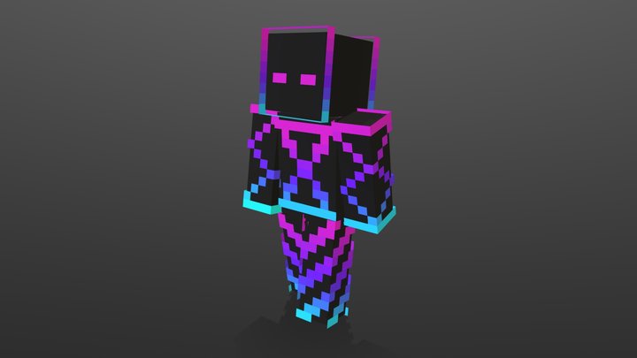 Neon Folk Minecraft Skin 3D Model