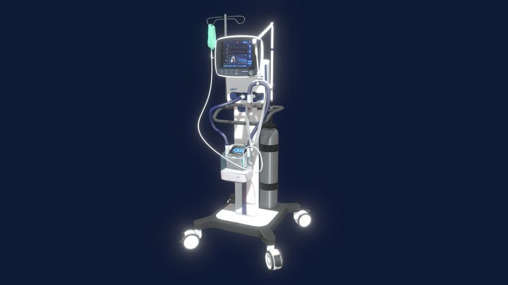 Hamilton Medical Monitor C3 y humidificador H900 3D Model