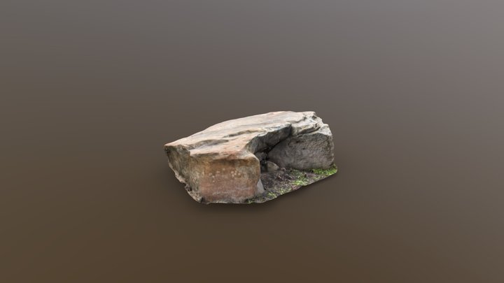 Large Mossy Orange Rock B Retopologized – Free 3D Model STL