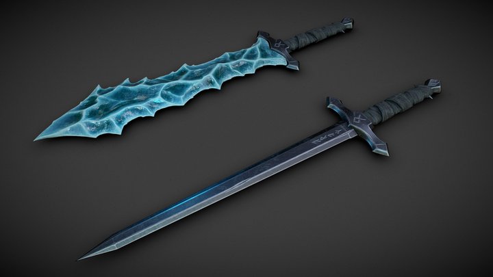 Ice Sword (optimised for games) 3D Model