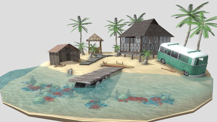 Diorama Retake assigment - Beach loner 3D Model
