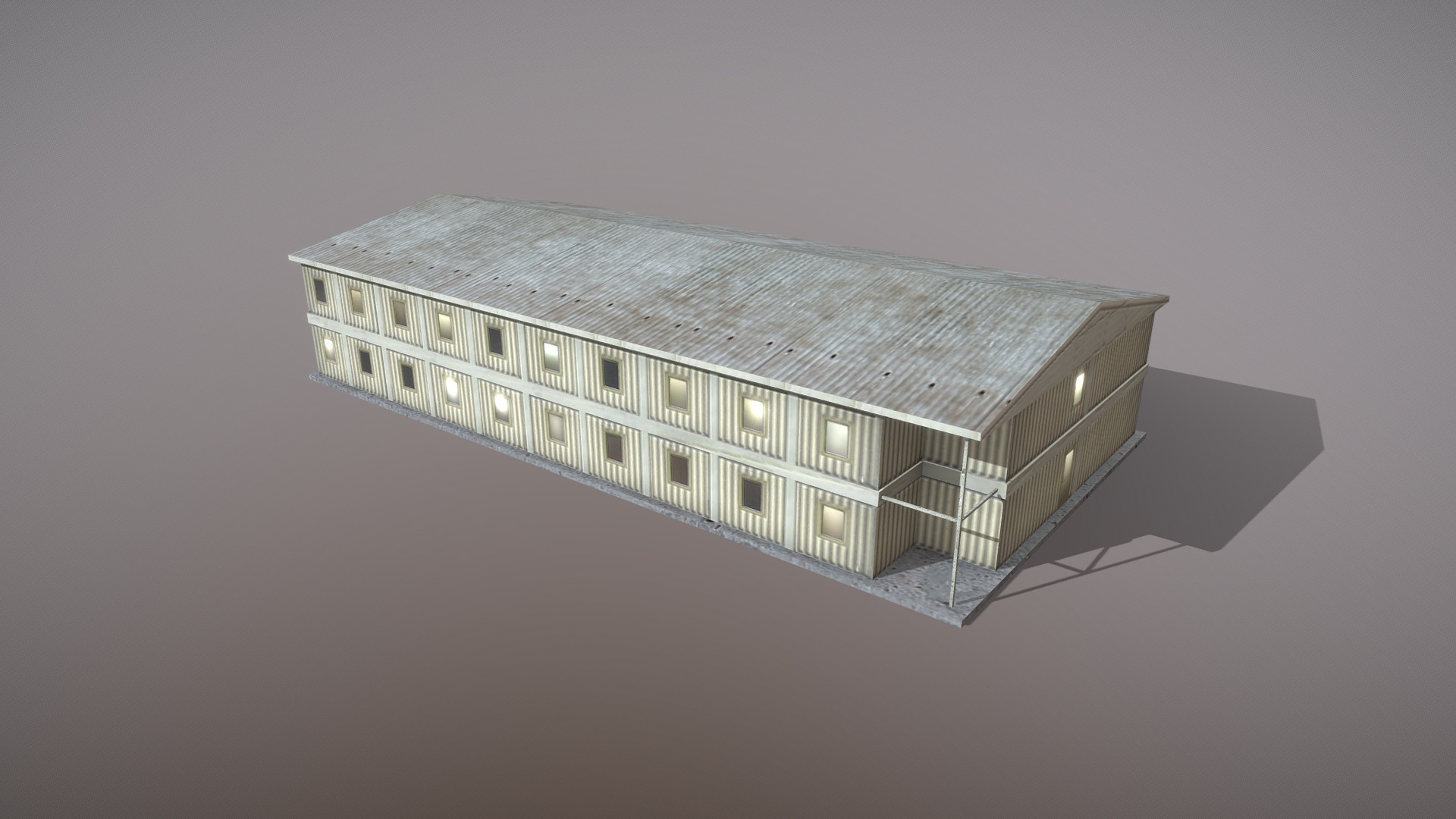 3D model Building Big_barracks - This is a 3D model of the Building Big_barracks. The 3D model is about a building with a triangular roof.