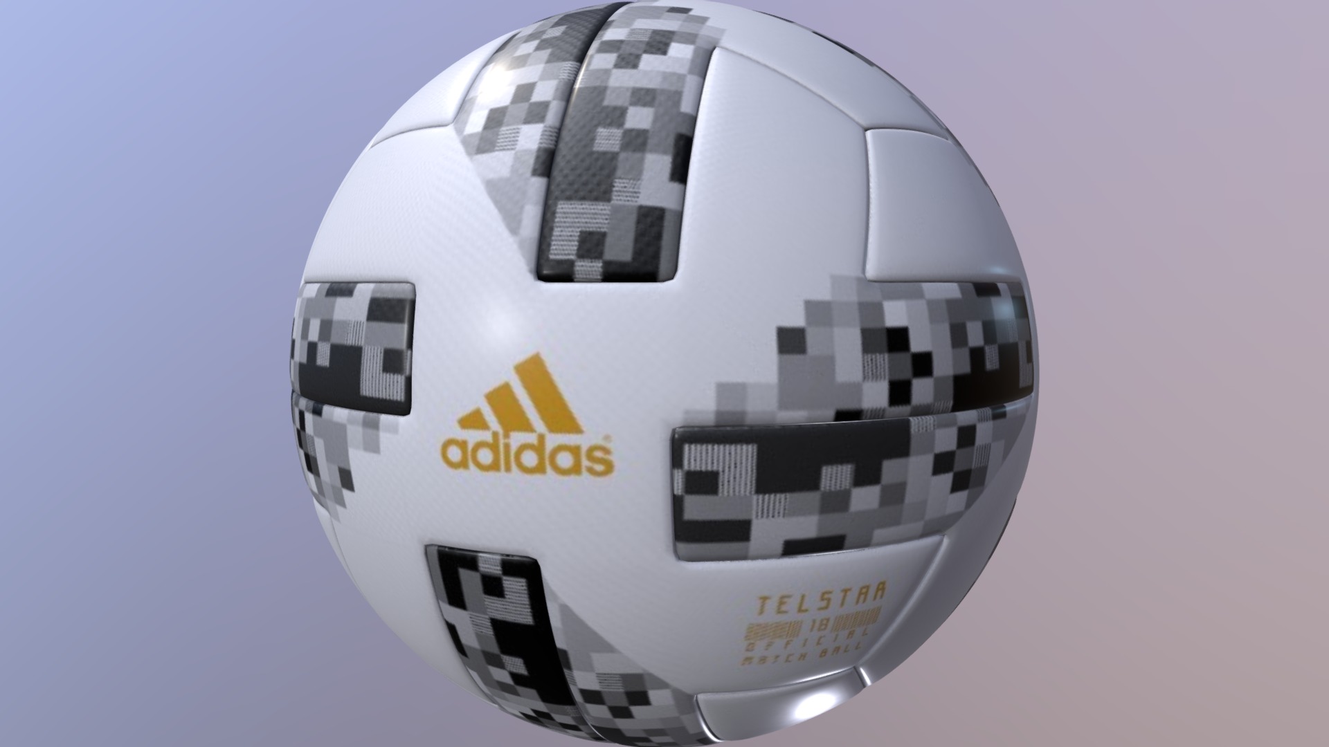 3D model Telstar Soccer Ball Russia 2018 - This is a 3D model of the Telstar Soccer Ball Russia 2018. The 3D model is about a close-up of a football ball.