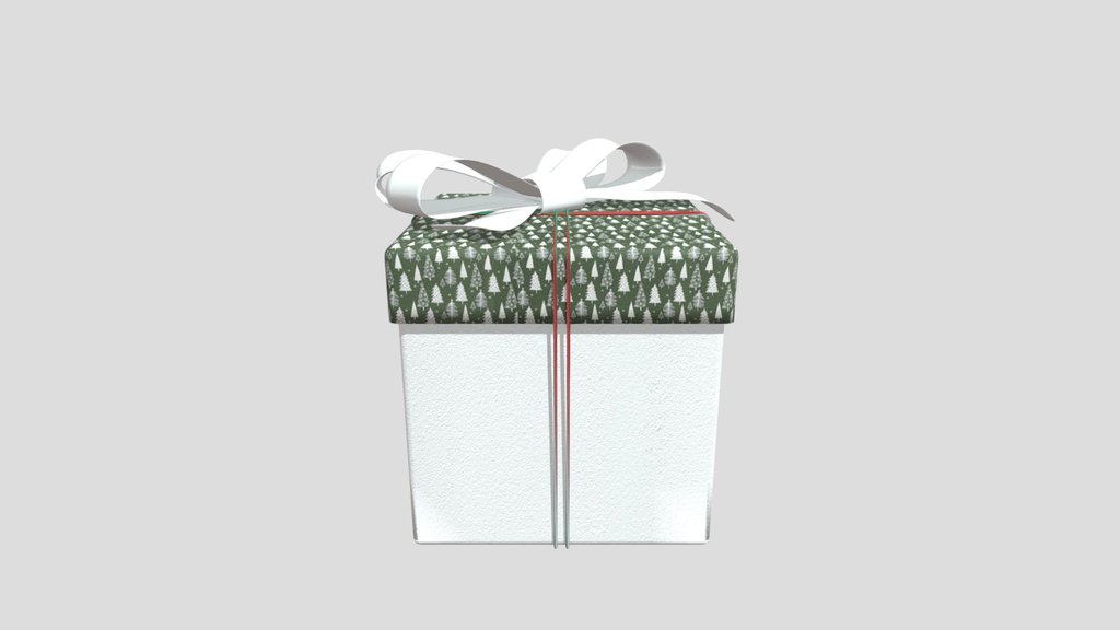 Christmas Gift Box Green Red Ribbon
