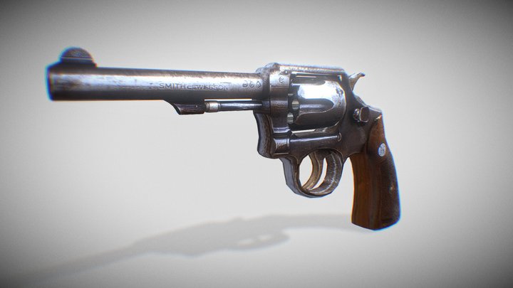 Low Poly revolver 3D Model