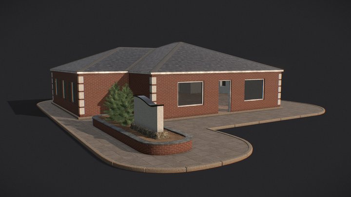 Textured Commercial Building 3D Model