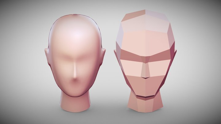 Low-Poly Face 3D Model for Study and Practice! 3D Model