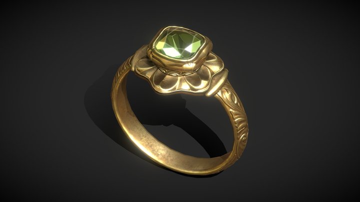 Vintage Elven Ring - low poly 3D Model