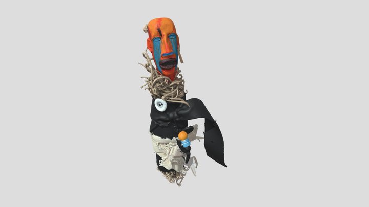 Voodoo Doll with Orange Crying Face – Kostenloses 3D-Modell STL