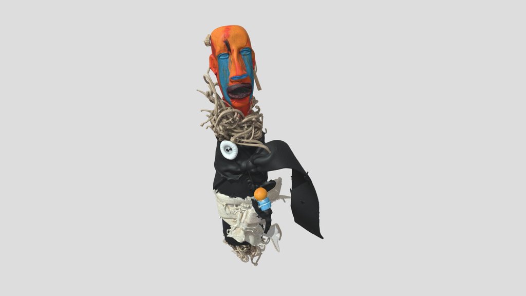 Voodoo Doll with Orange Crying Face