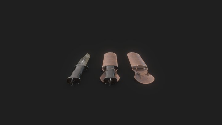 Hunter's Knife With Case 3D Model
