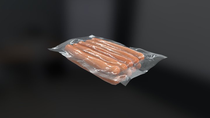 Package of yummy Sausages 3D Model