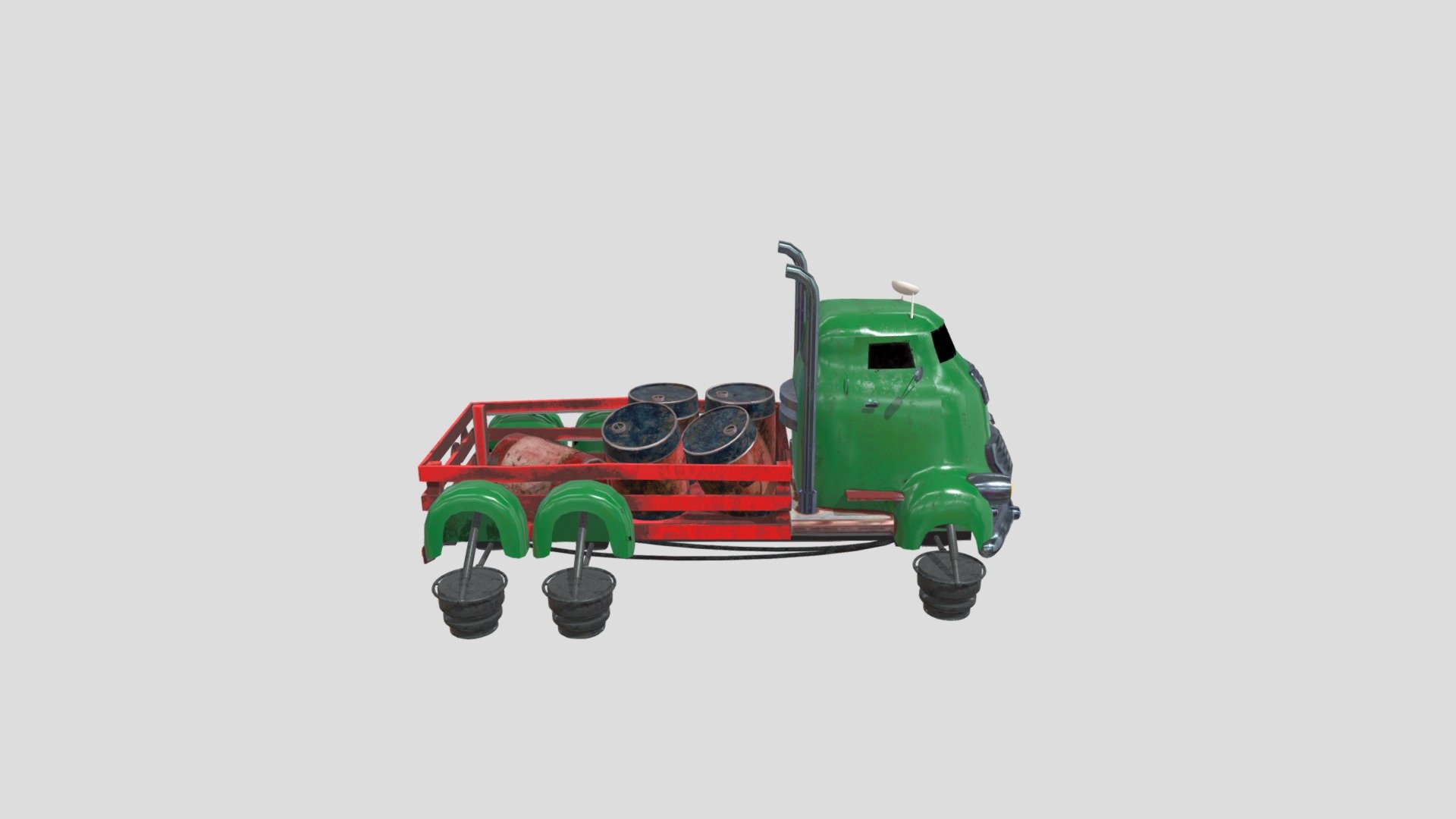 Flying jet truck Low-poly 3D model