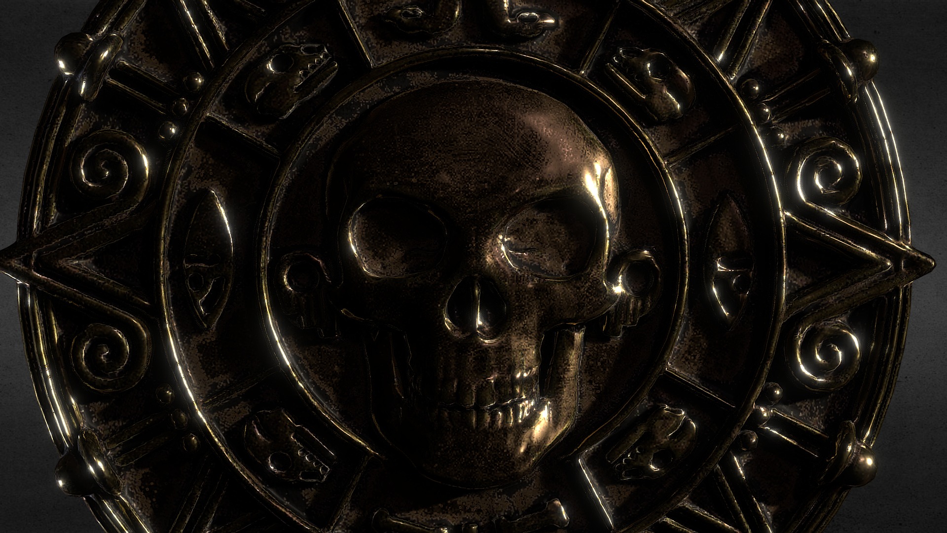 3D model Pirate’s Coin - This is a 3D model of the Pirate's Coin. The 3D model is about a metal object with a face.
