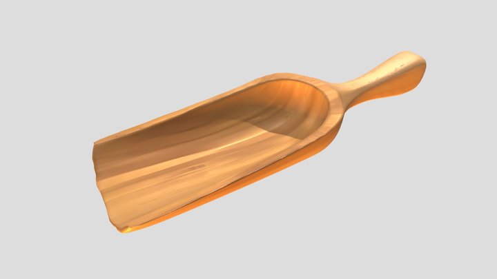 wooden hand-shovel scoop tool 3D Model