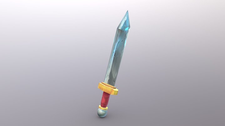 Low Poly Ice Shard Sword 3D Model