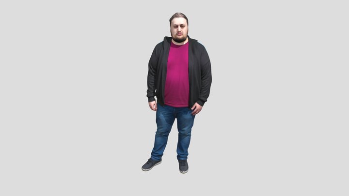 Man In A Magenta Shirt And Black Jacket – Kostenloses 3D-Modell STL