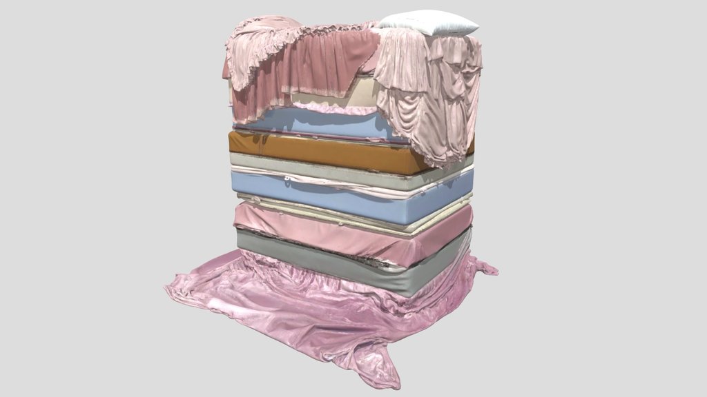 Stack of Pink Mattresses bed
