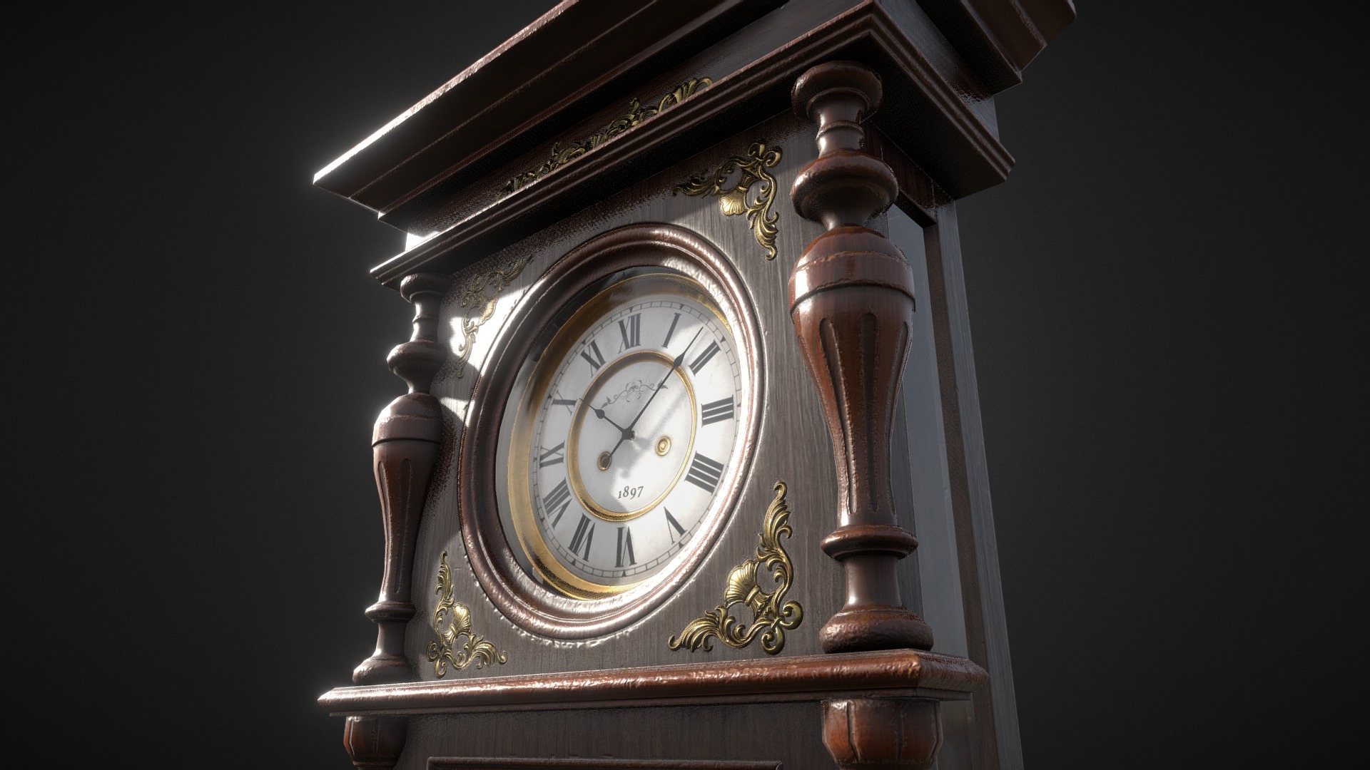 3D model Antique Victorian Clock - This is a 3D model of the Antique Victorian Clock. The 3D model is about a clock on a pillar.