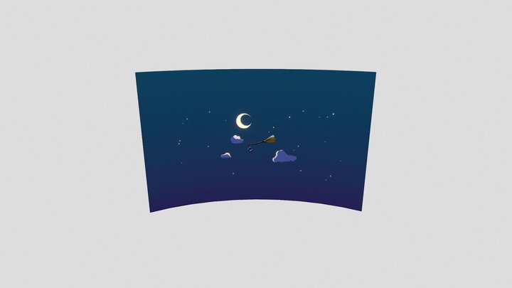 Magic broom flying through the night 3D Model