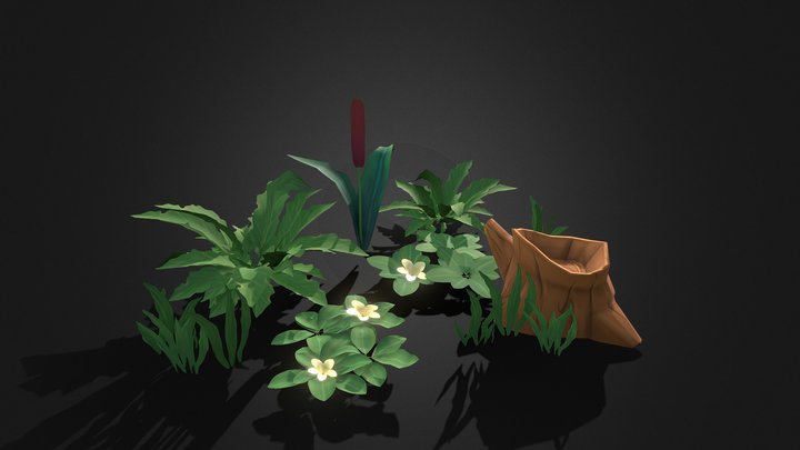 Stylized Handpainted Foliage 3D Model