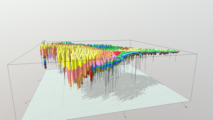 Gulf Coast boreholes display 3D Model