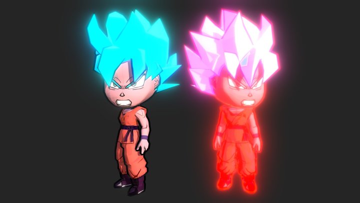 Chibi Goku SSJ BLUE/ Kaioken 3D Model