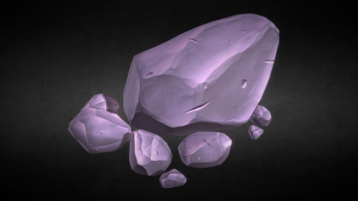 Hand Painted Rock Formation 3D Model