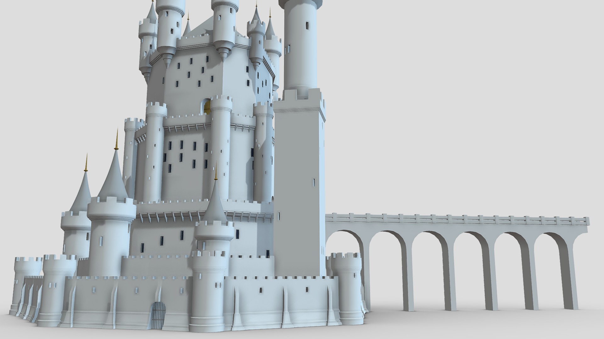 3D model Castle 4 - This is a 3D model of the Castle 4. The 3D model is about a white castle with towers.